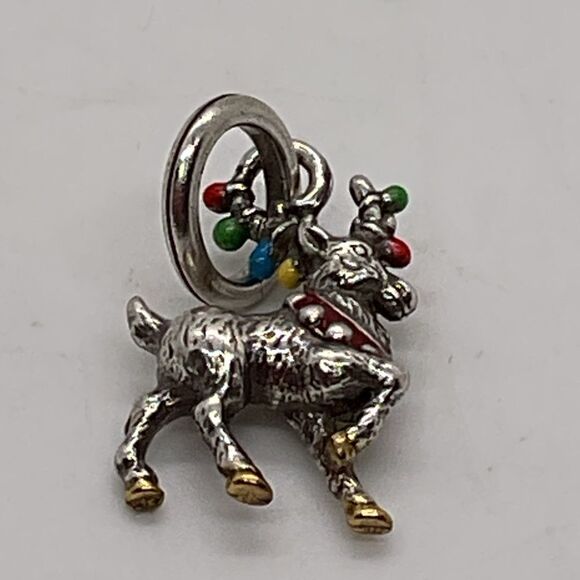 Brighton Silver Reindeer Charm with Colorful Accents - Picture 1 of 2